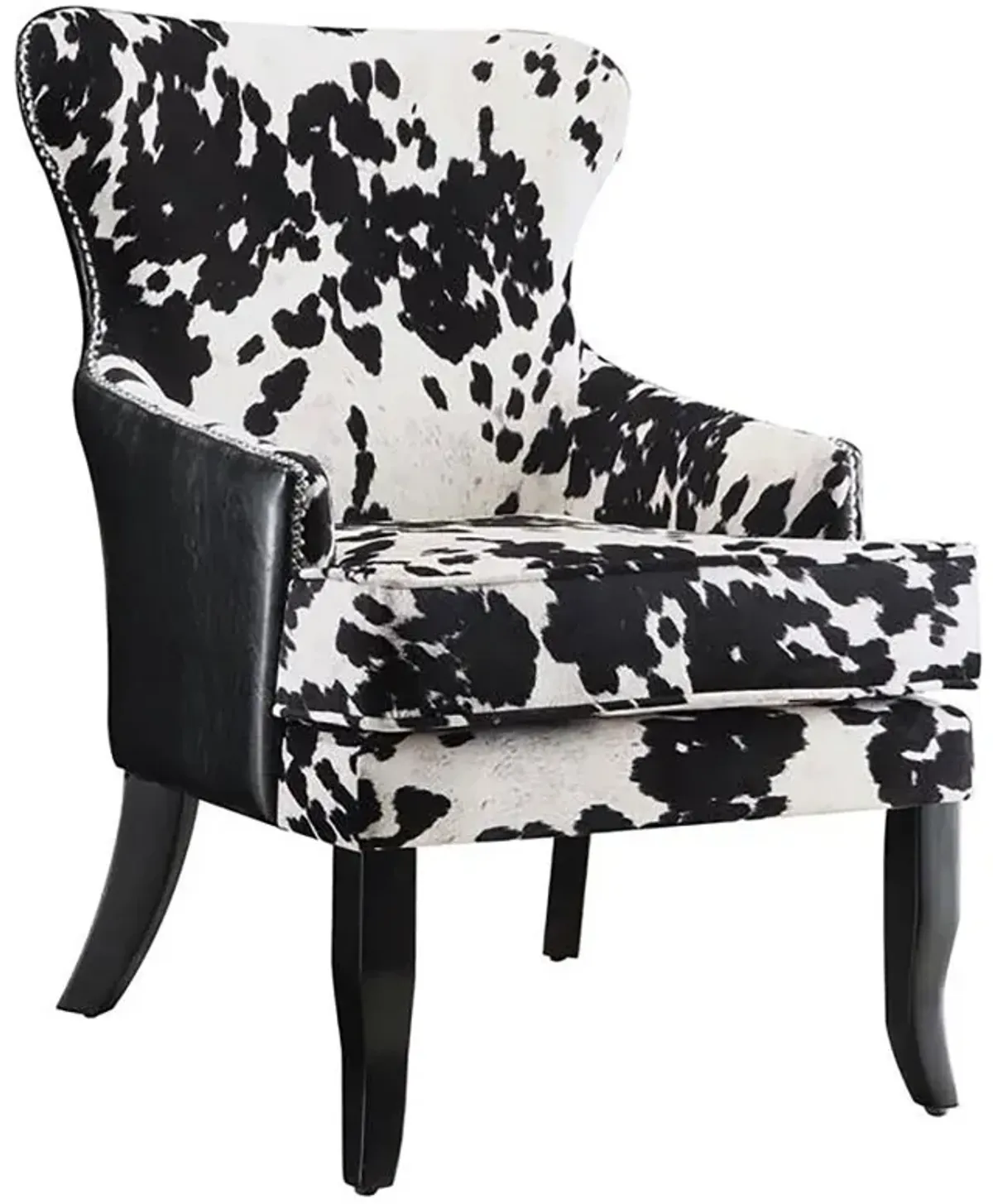 Trea Cowhide Print Accent Chair Black and White