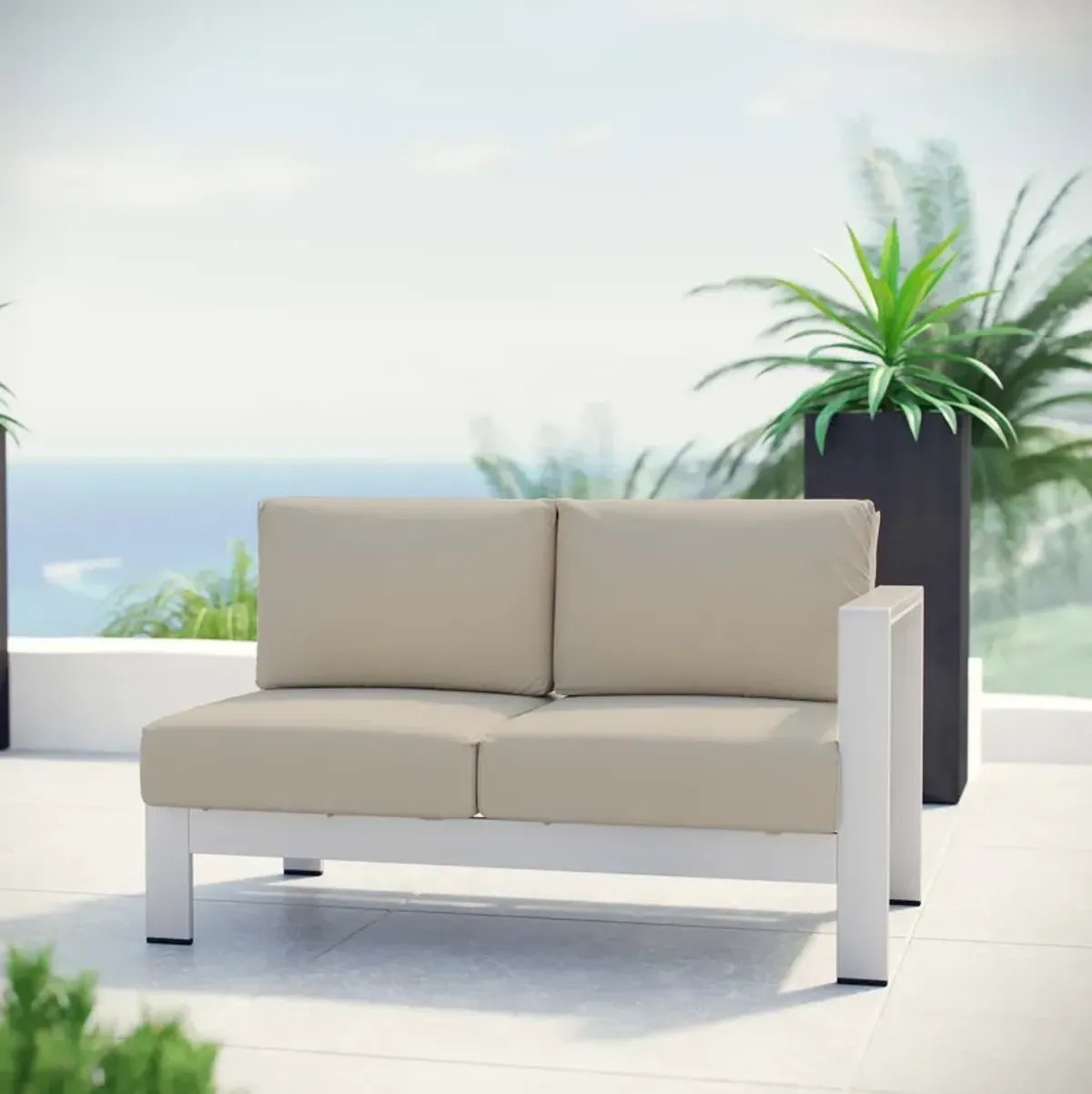 Shore Right-Arm Corner Sectional Outdoor Patio Aluminum Loveseat