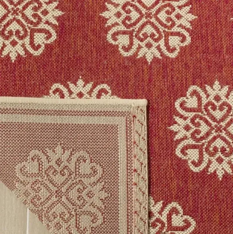 LINDEN 181 Collection LND181Q-28 Red / Creme 2'-2" X 8'