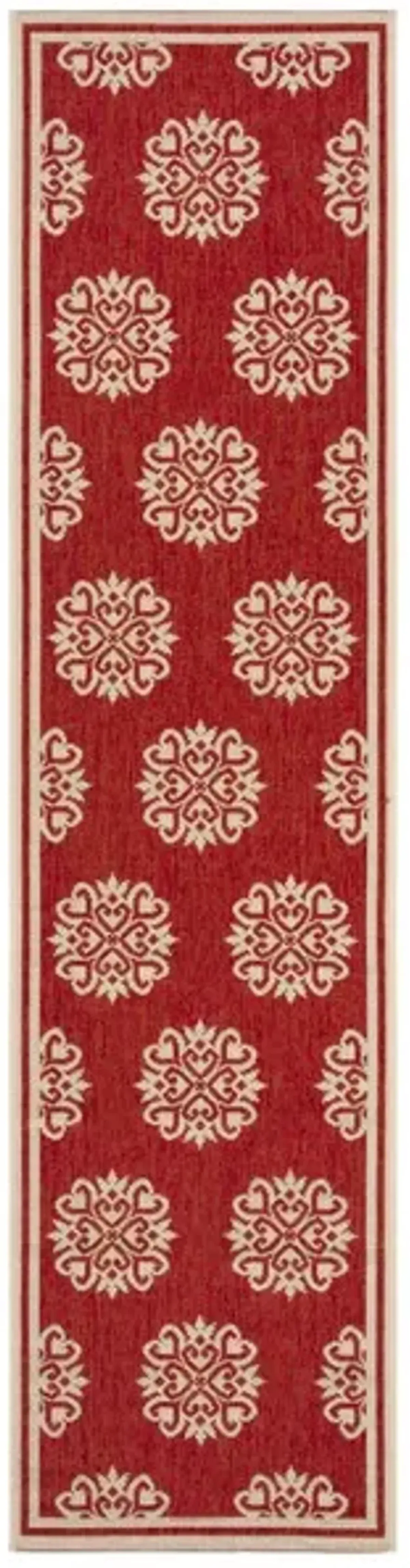 LINDEN 181 Collection LND181Q-28 Red / Creme 2'-2" X 8'