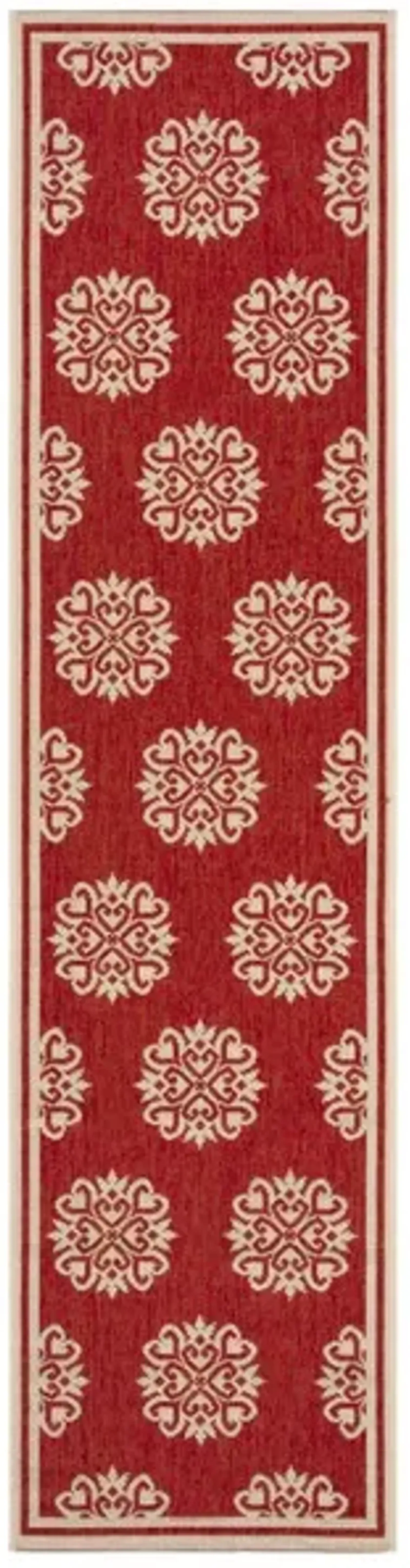 LINDEN 181 Collection LND181Q-28 Red / Creme 2'-2" X 8'