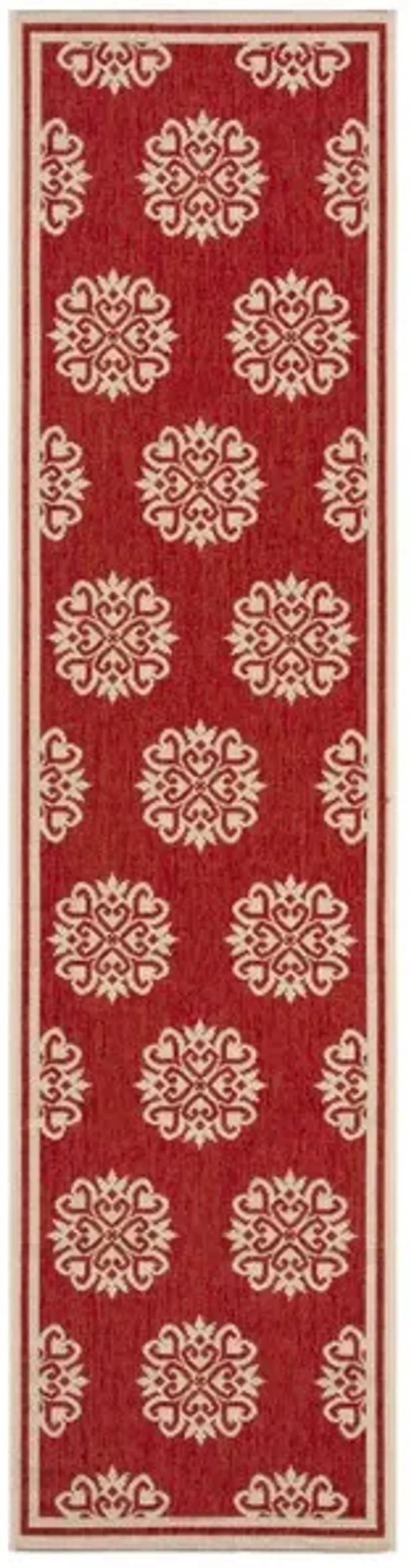 LINDEN 181 Collection LND181Q-28 Red / Creme 2'-2" X 8'