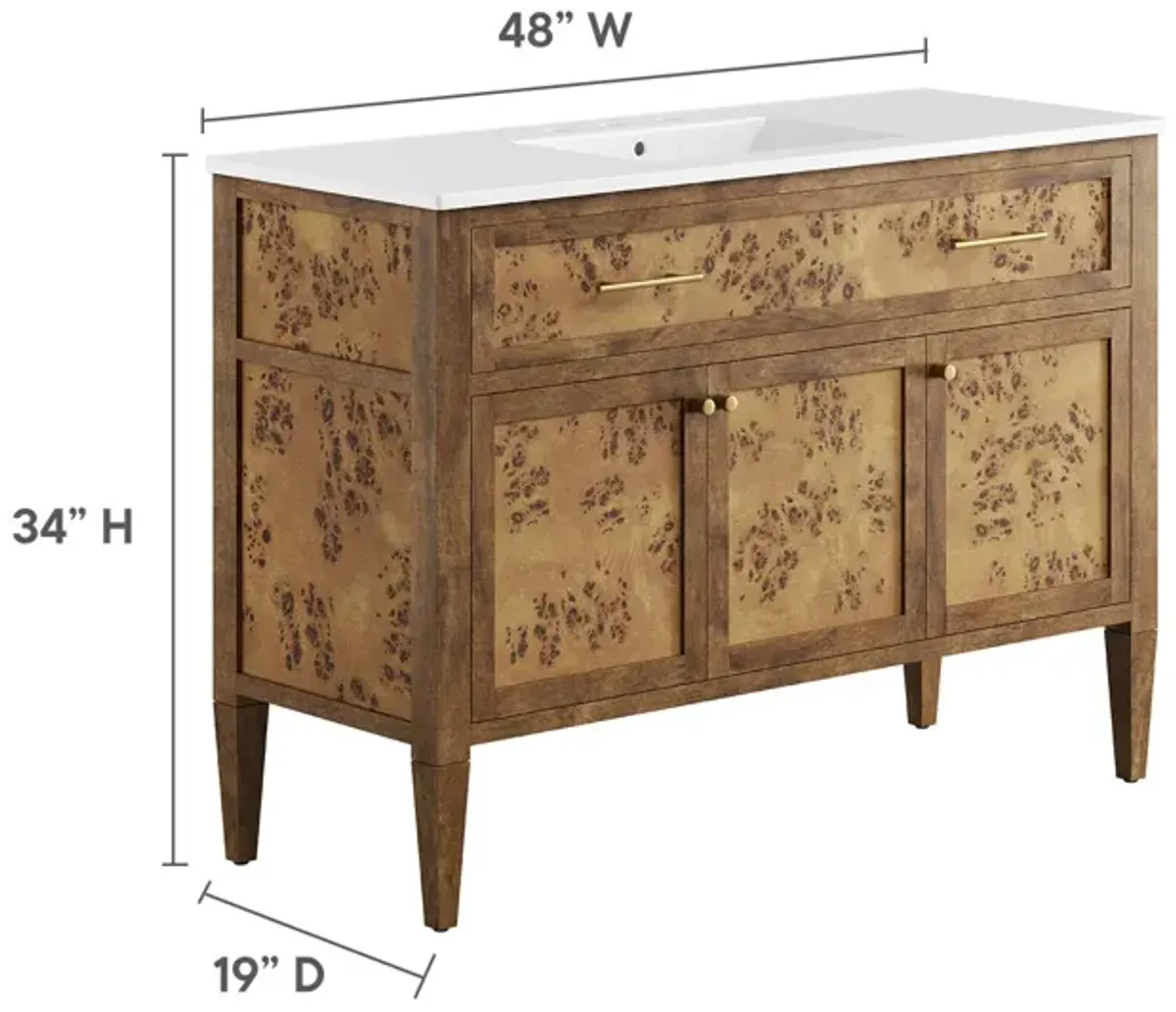 Elysian 48" Wood Single Sink Bathroom Vanity