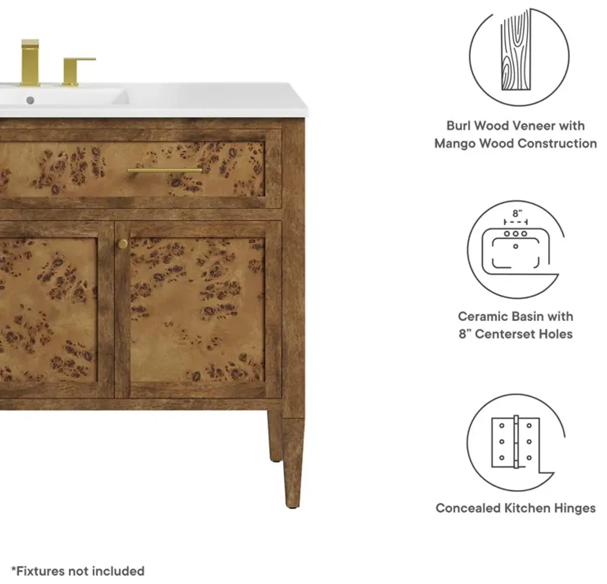 Elysian 48" Wood Single Sink Bathroom Vanity