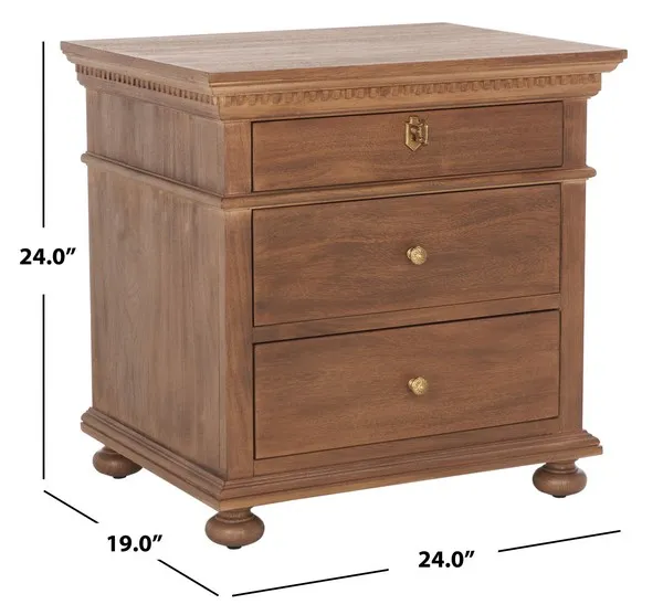 Allisyn 3 Drawer Wood Nightstand