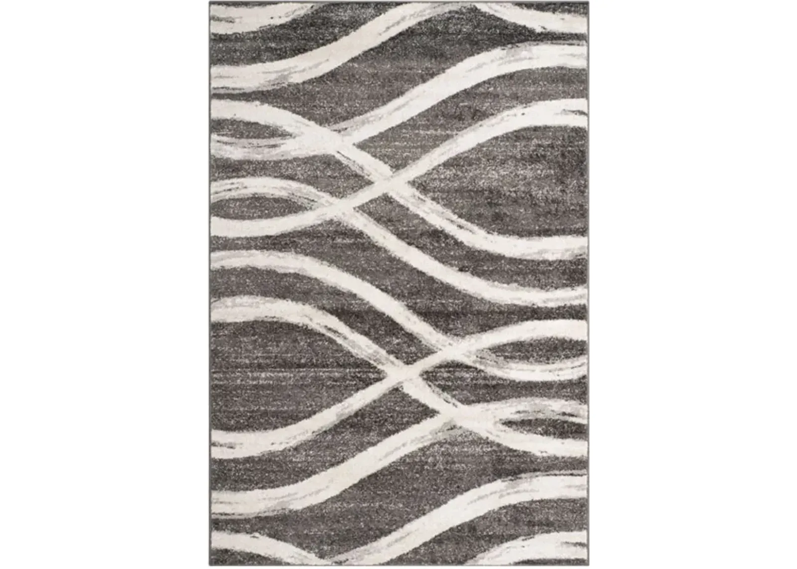 Adirondack Contemporary Charcoal / Ivory 3' X 3' Square Powerloomed Rug