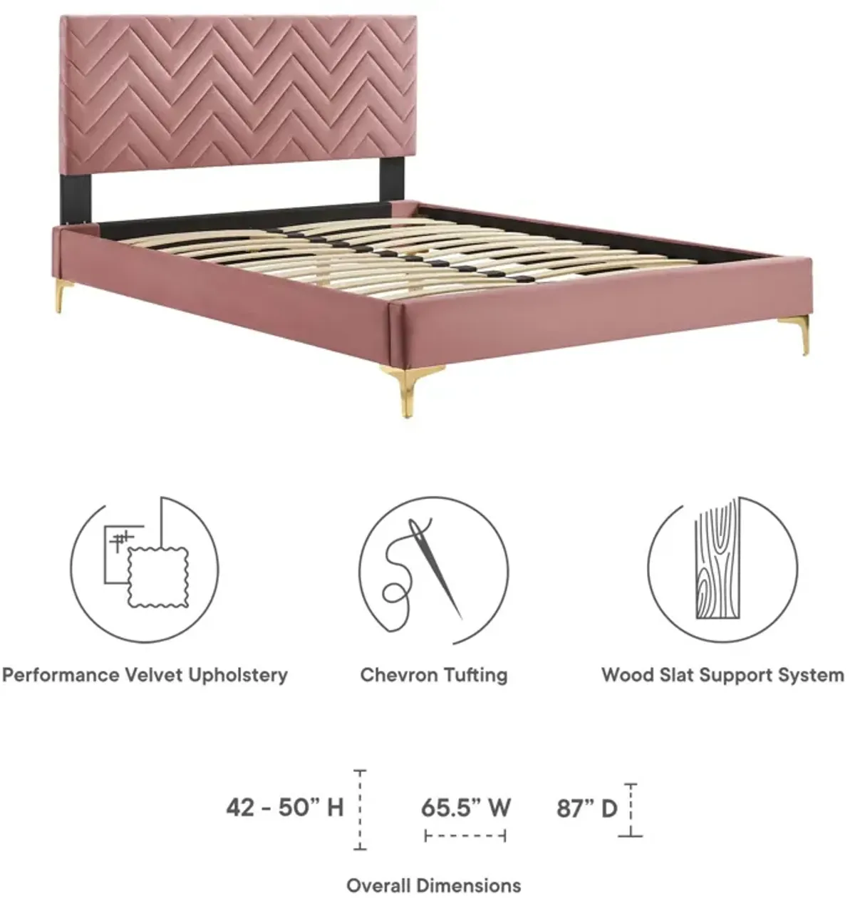 Leah Chevron Tufted Performance Velvet King Platform Bed