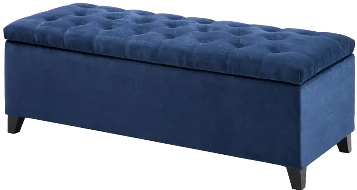 Madison Park Shandra Navy Tufted Top Soft Close Storage Bench