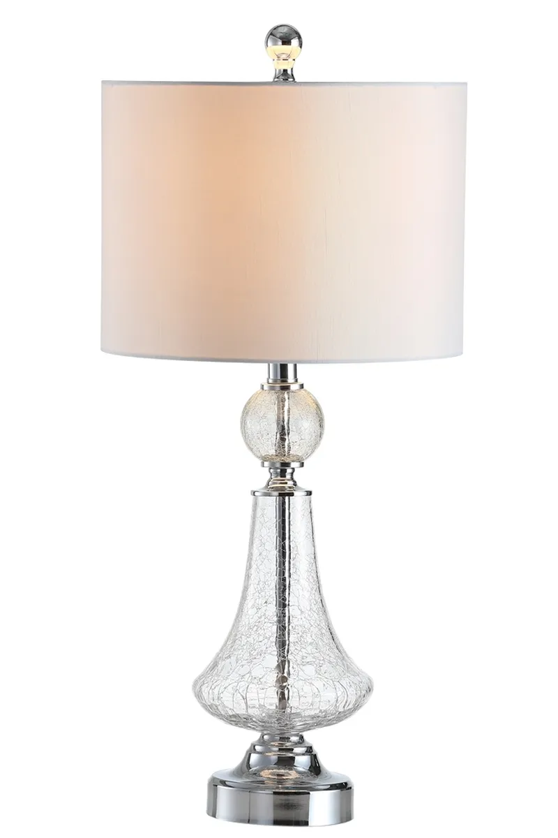 Mercury 25.5-Inch H Crackle Glass Table Lamp/White Satin Shade - Set of 2