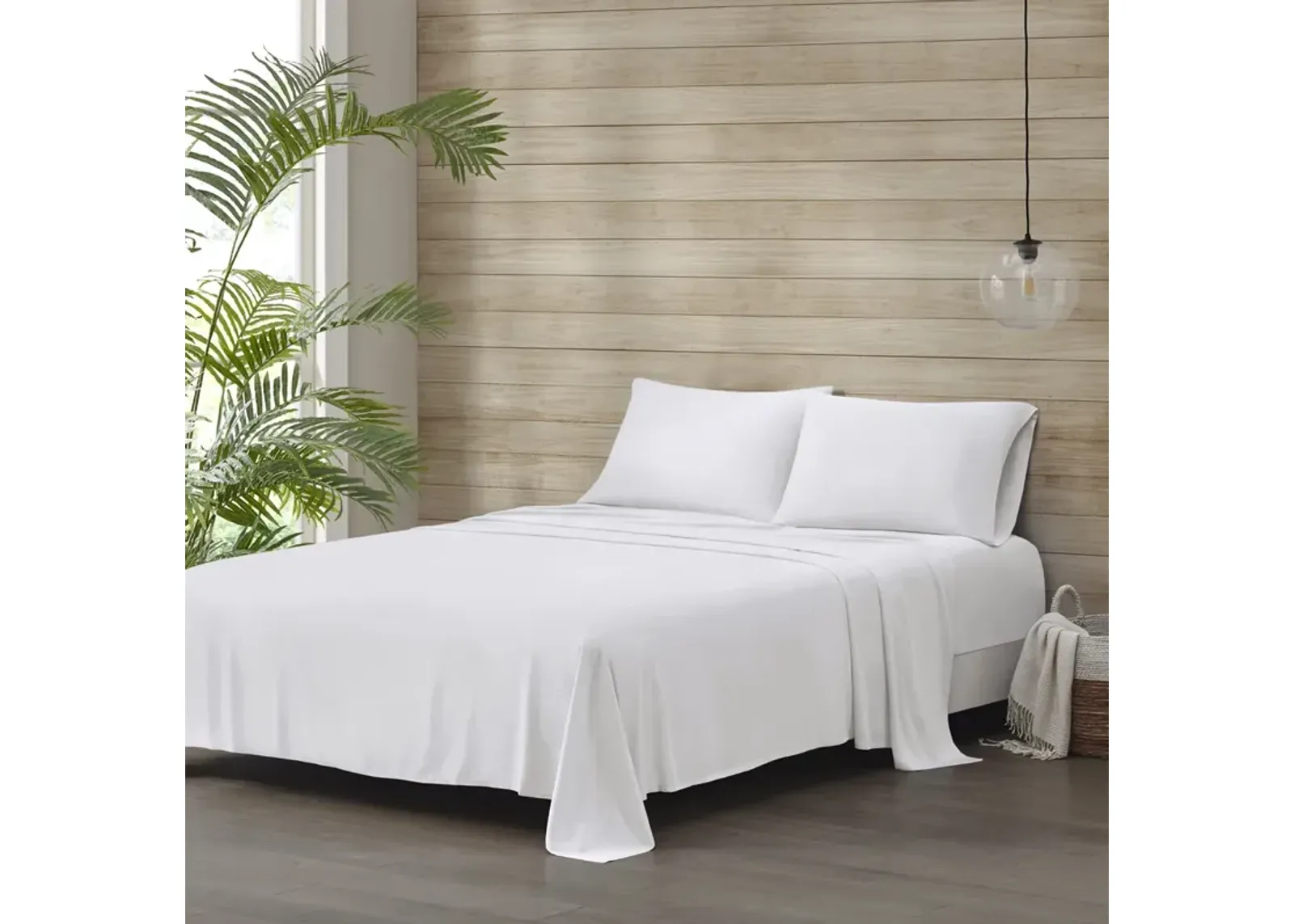 Beautyrest Tencel Polyester Blend White Sheet Set