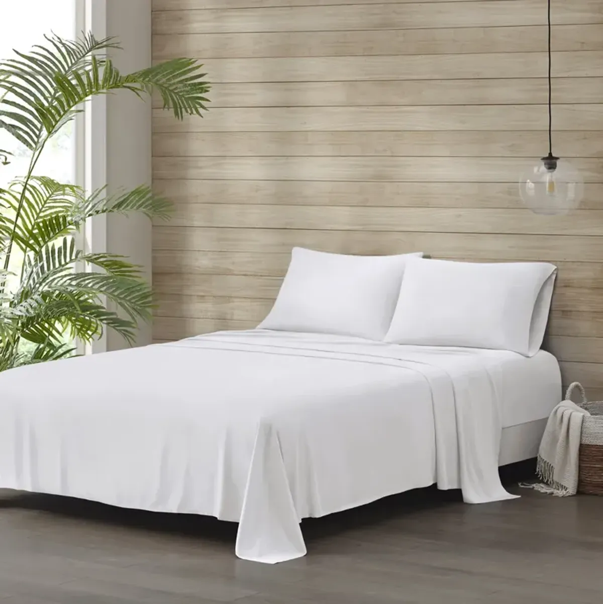 Beautyrest Tencel Polyester Blend White Sheet Set