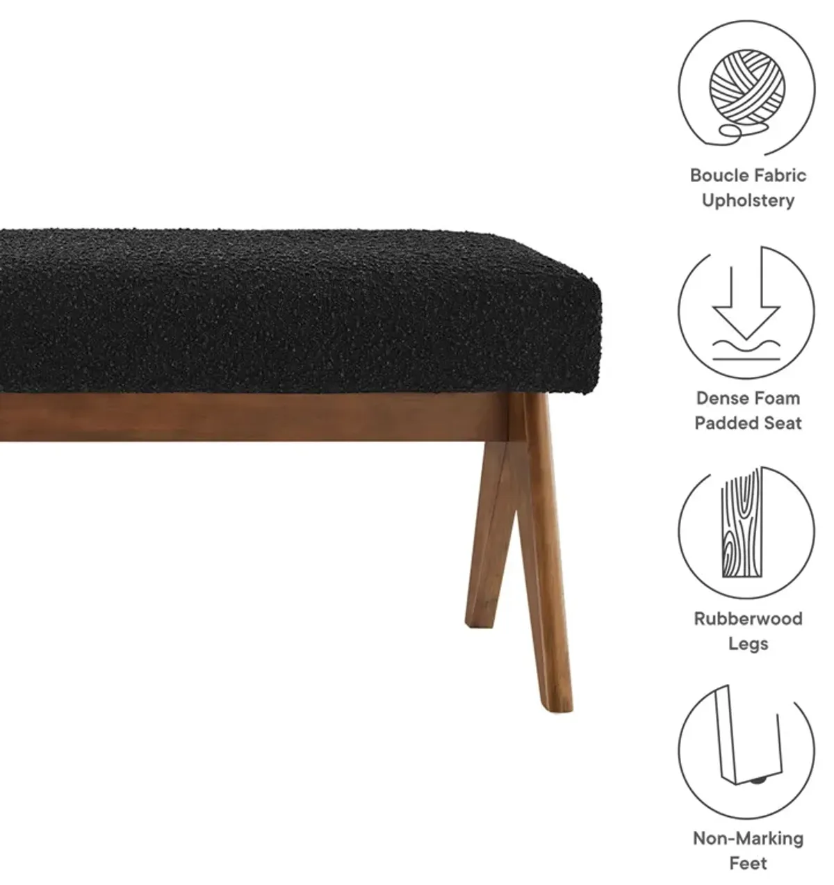 Lyra 63" Boucle Upholstered Bench by Modway
