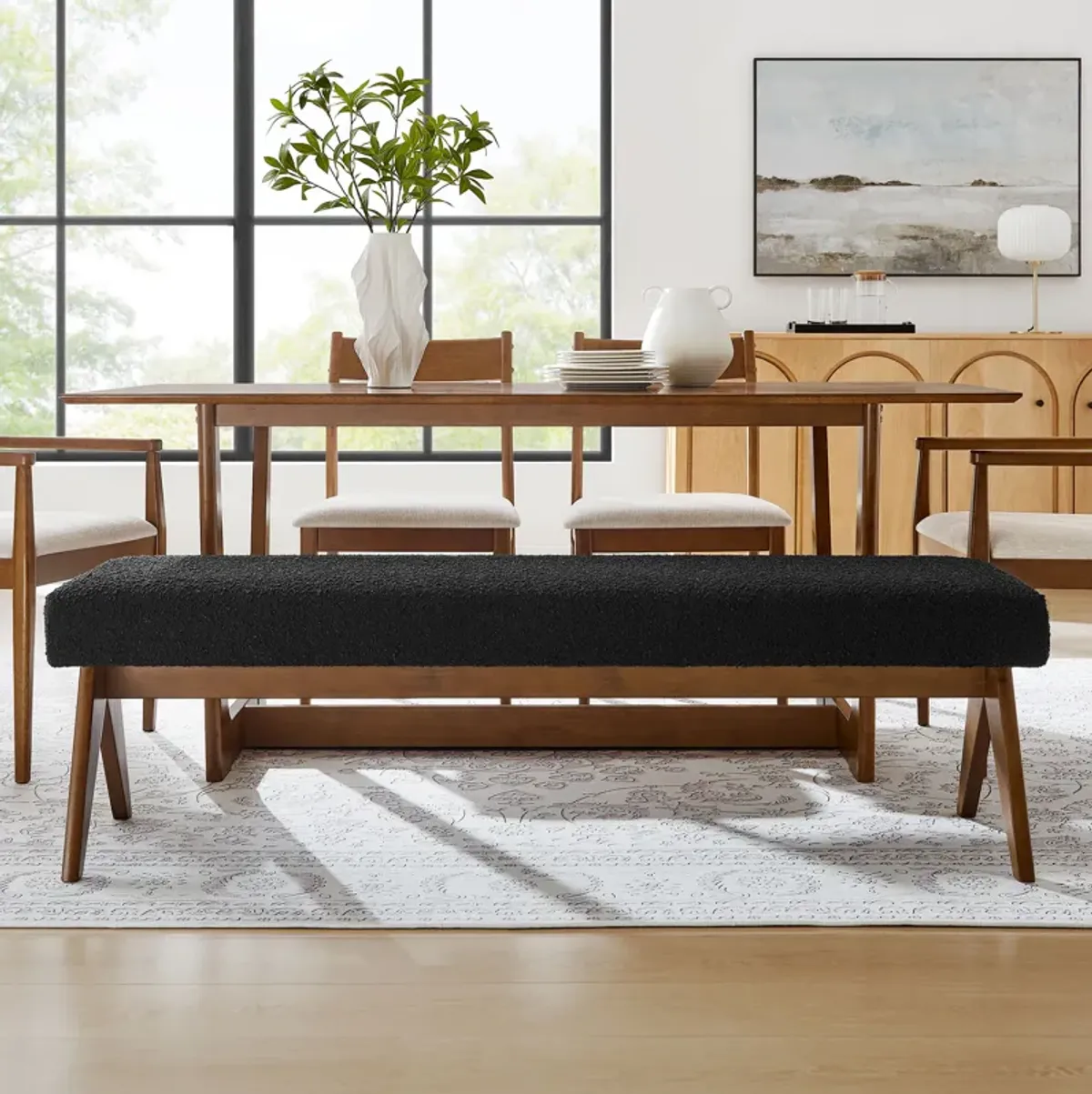 Lyra 63" Boucle Upholstered Bench by Modway
