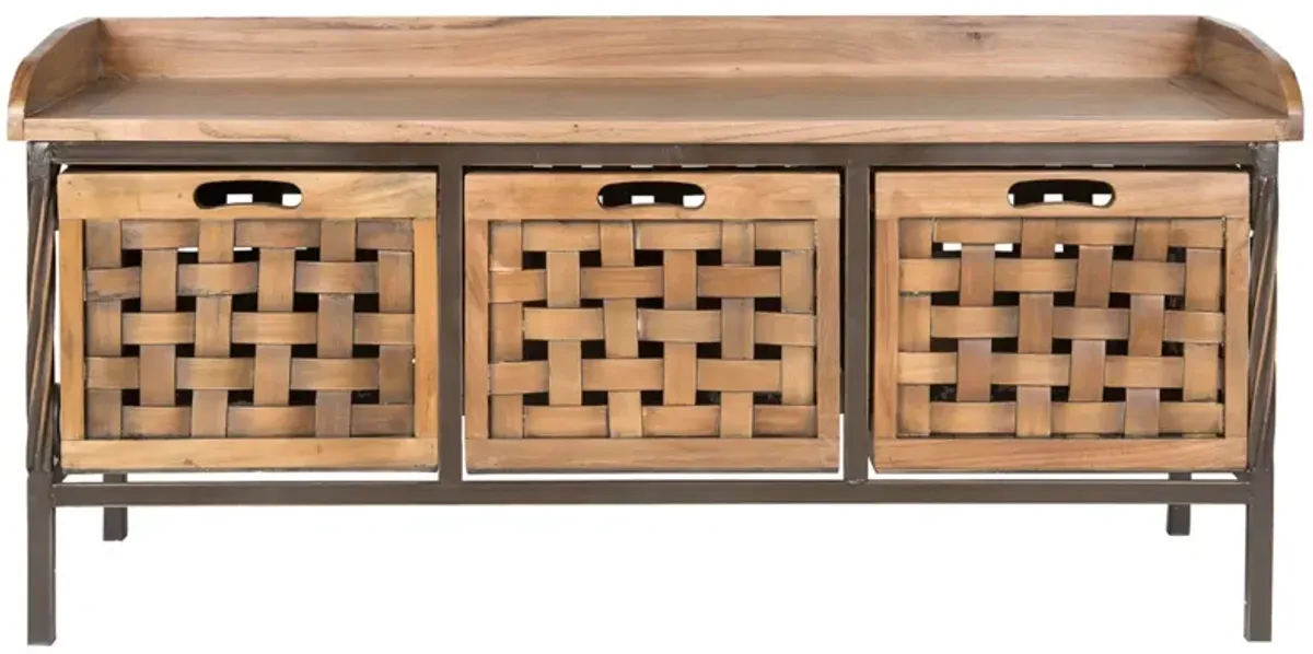 ISAAC 3 DRAWER WOODEN STORAGE BENCH