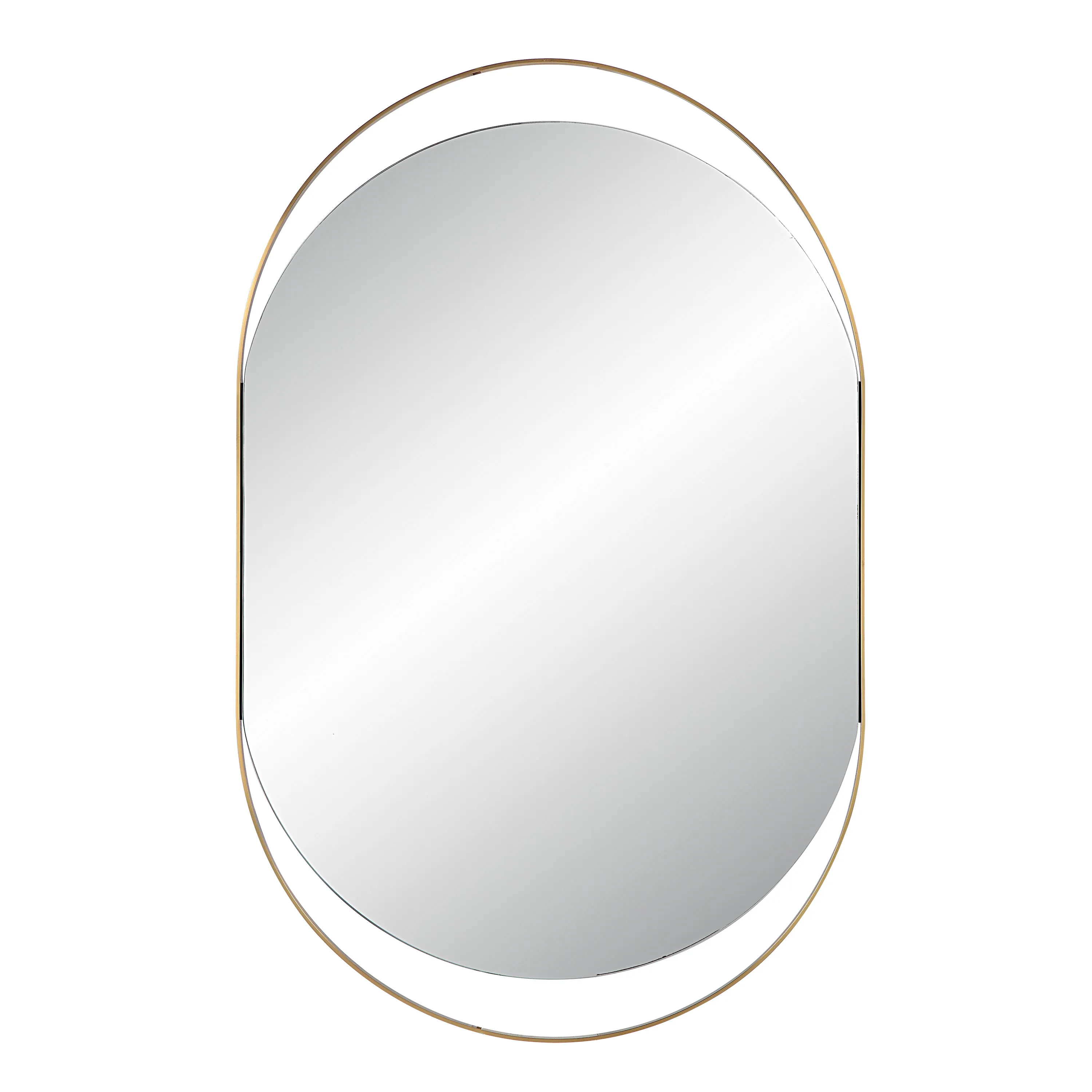 Ecru 40" Tall Pill Oval Mirror, Satin Brass