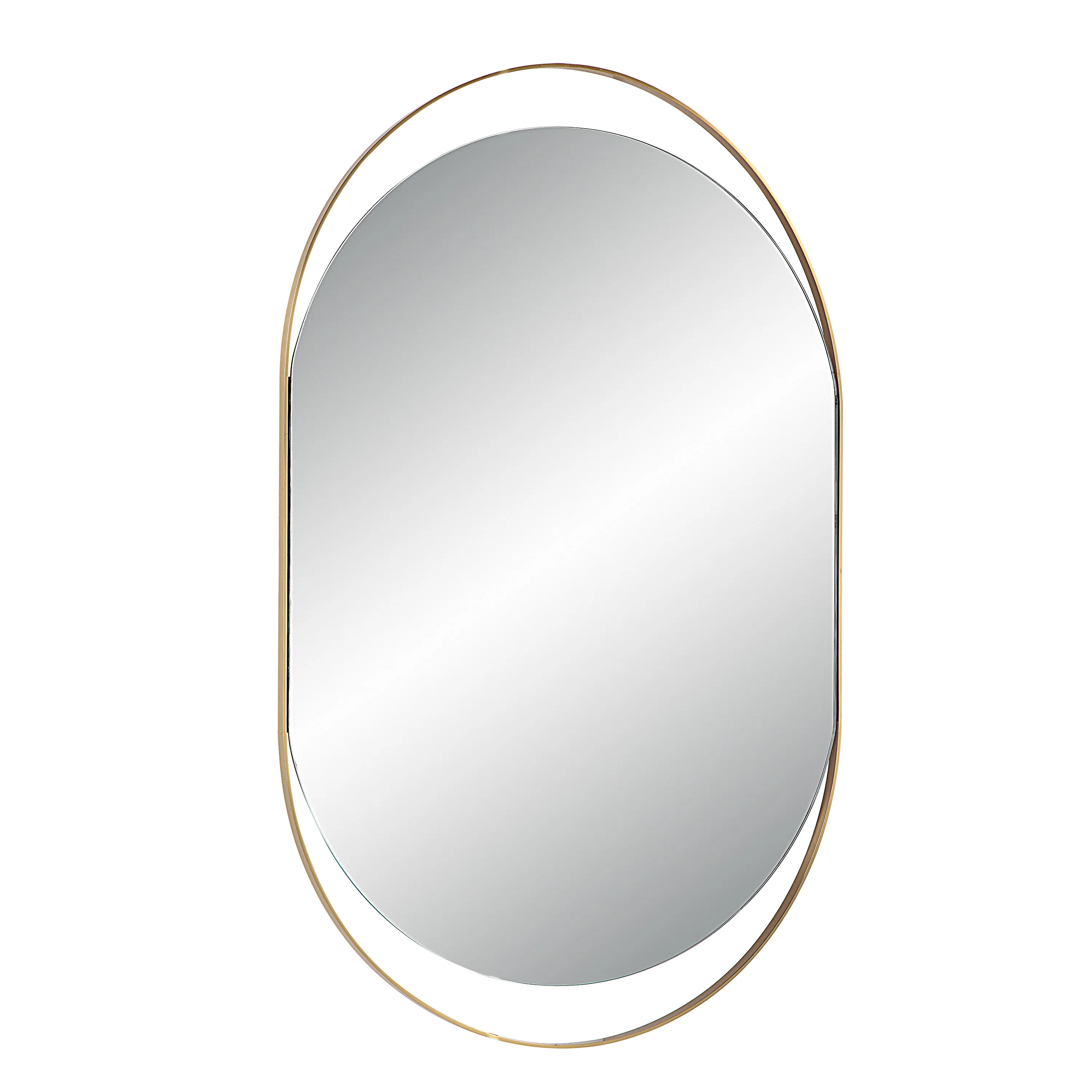 Ecru 40" Tall Pill Oval Mirror, Satin Brass