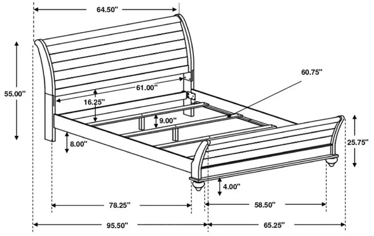 Stillwood Queen Sleigh Panel Bed Vintage Linen