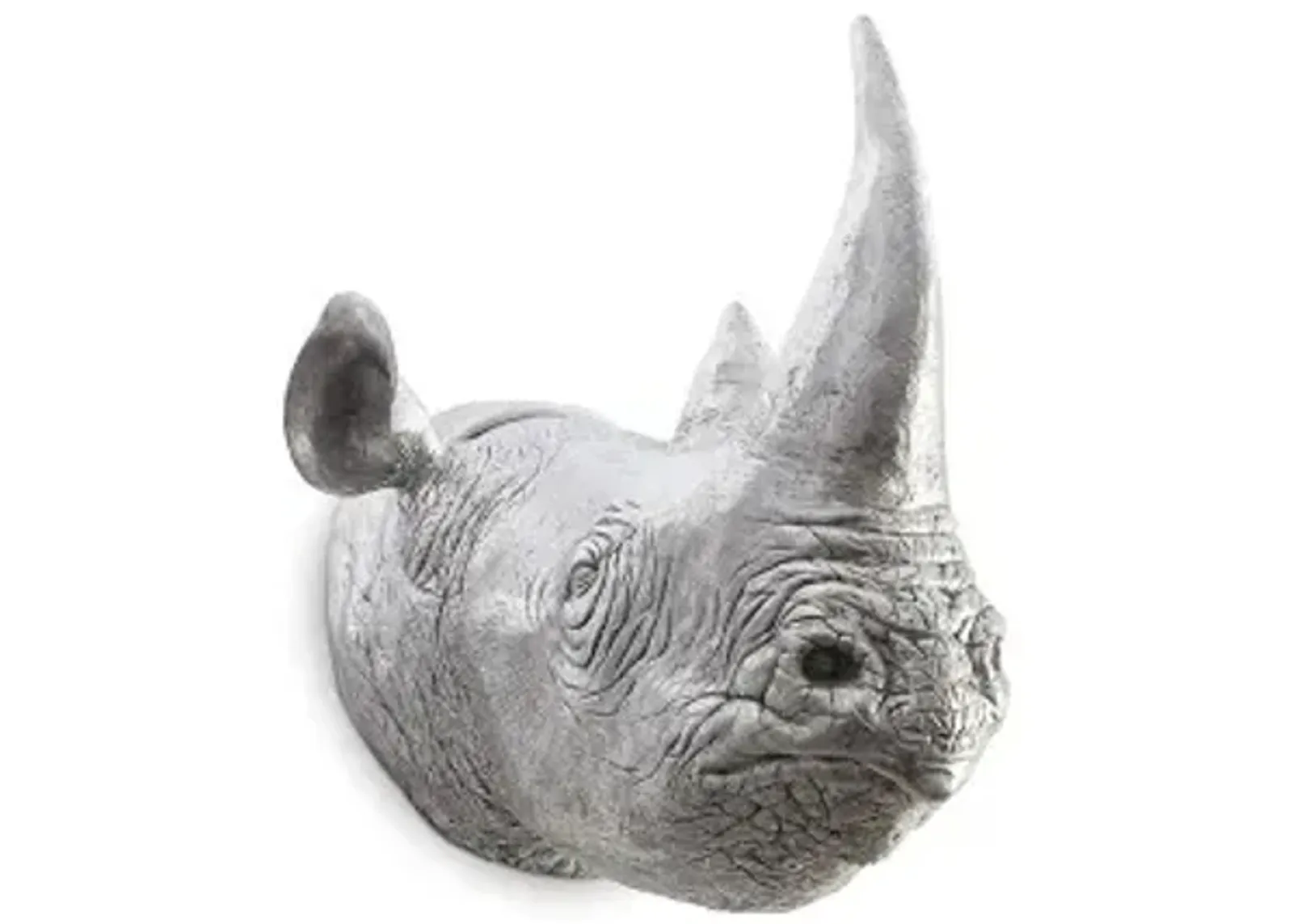 rhino wall art, resin, silver leaf