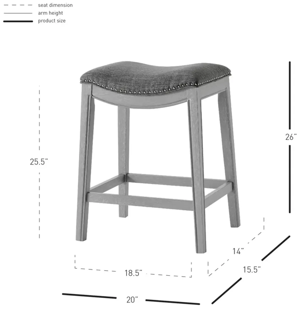 grover kd fabric counter stool ash gray frame, lyon dark gray(assembly required)