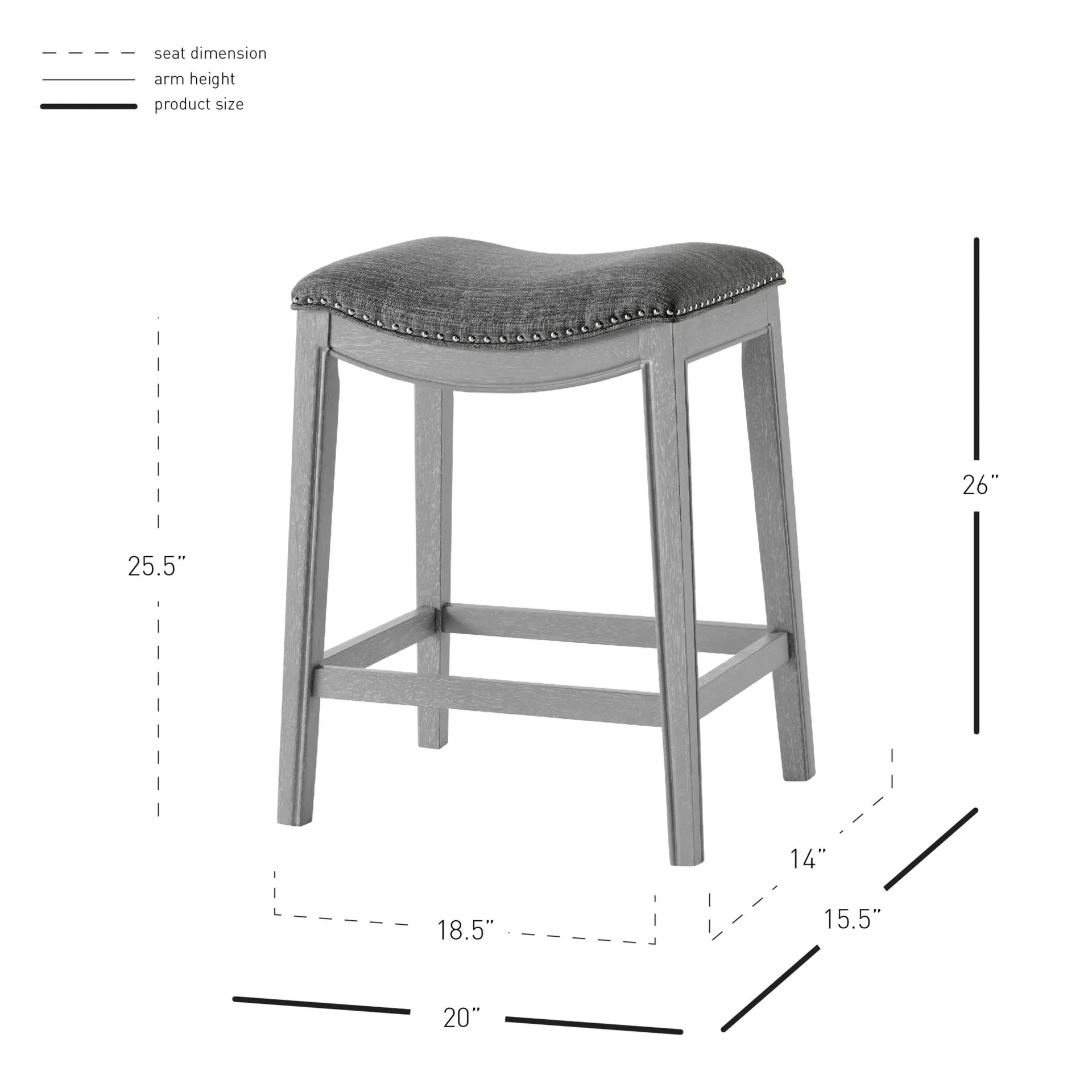 grover kd fabric counter stool ash gray frame, lyon dark gray(assembly required)