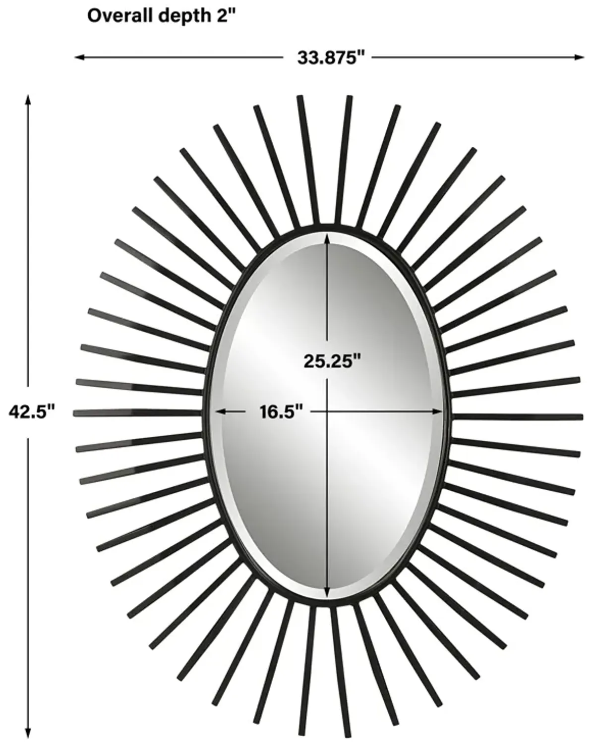 Starstruck Black Oval Mirror