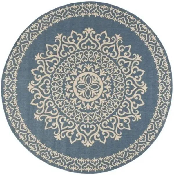 Safavieh BEACH HOUSE Collection BHS183N-6R Cream / Blue 6'-7" X 6'-7" Round