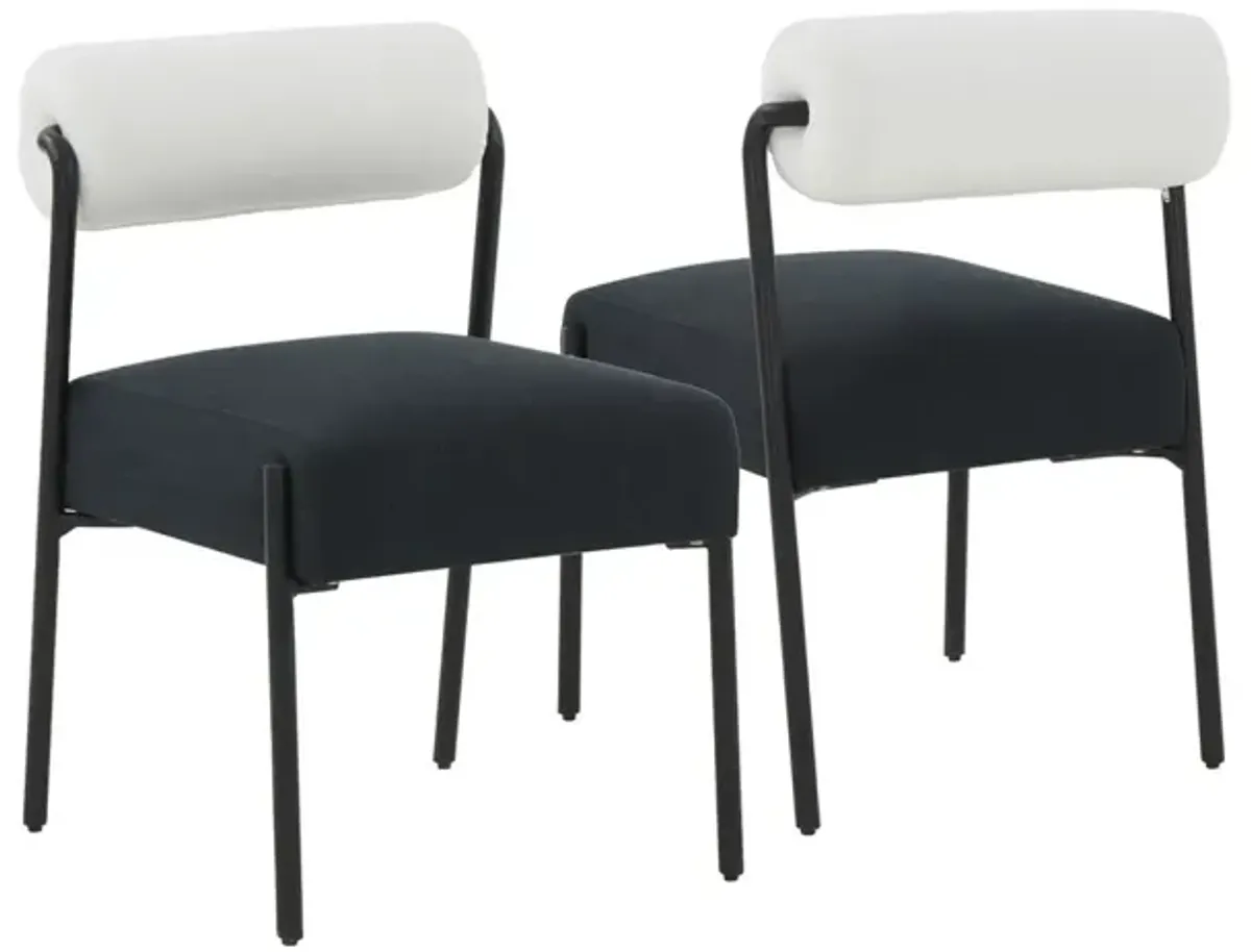 Jolene Cream and Black Linen Dining Chair - Set of 2