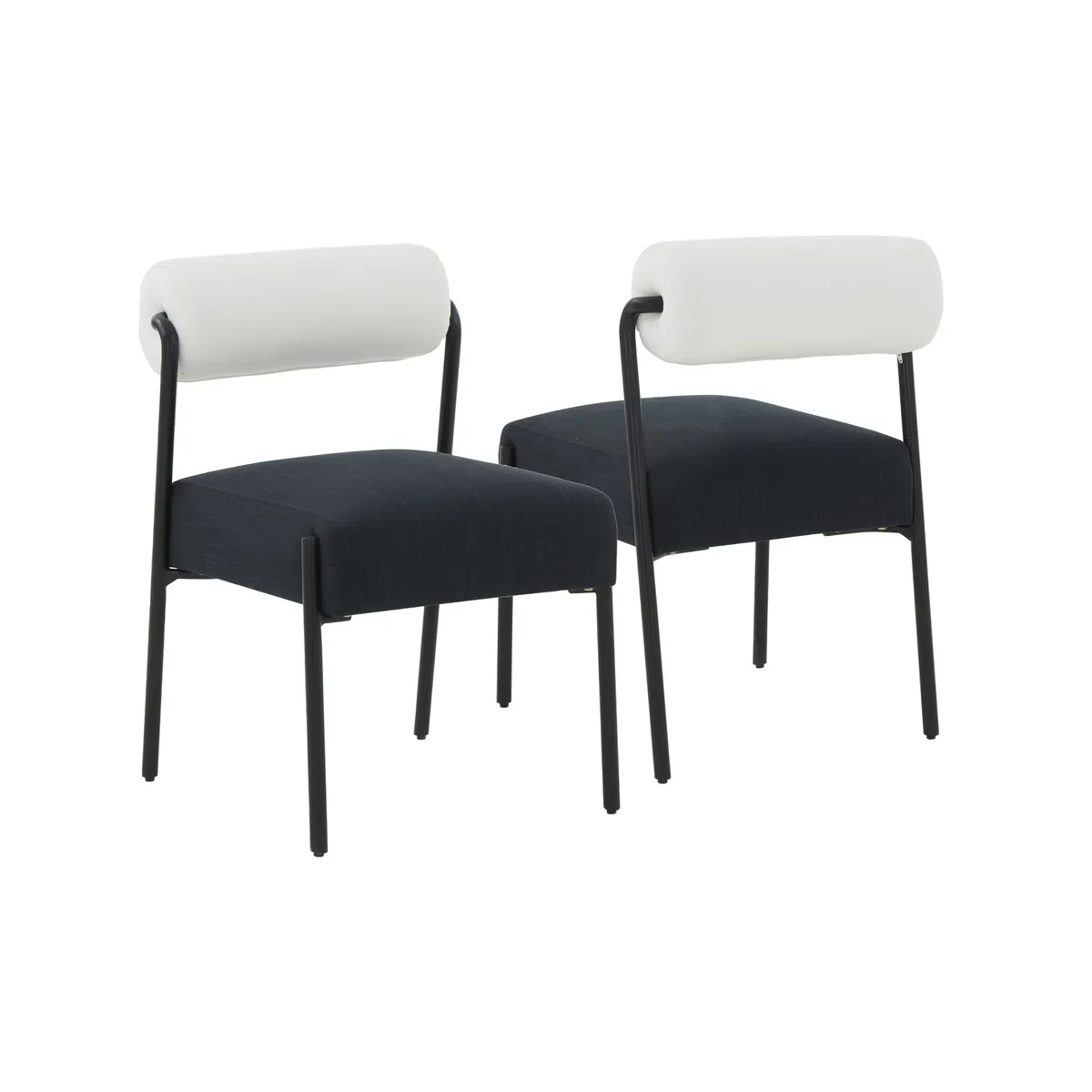 Jolene Cream and Black Linen Dining Chair - Set of 2