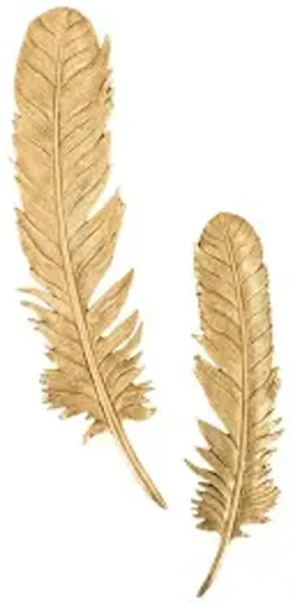 feathers wall art, small, gold leaf, set of 2