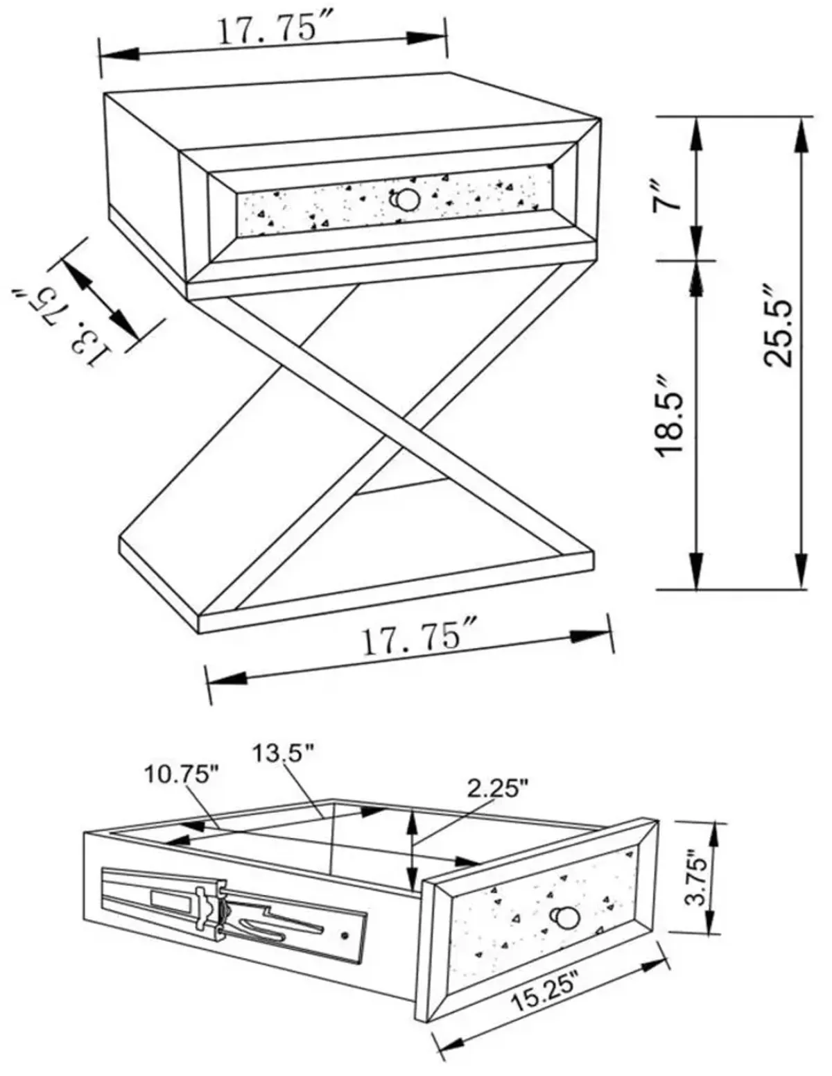 Hazel 1-drawer Accent Table Mirror