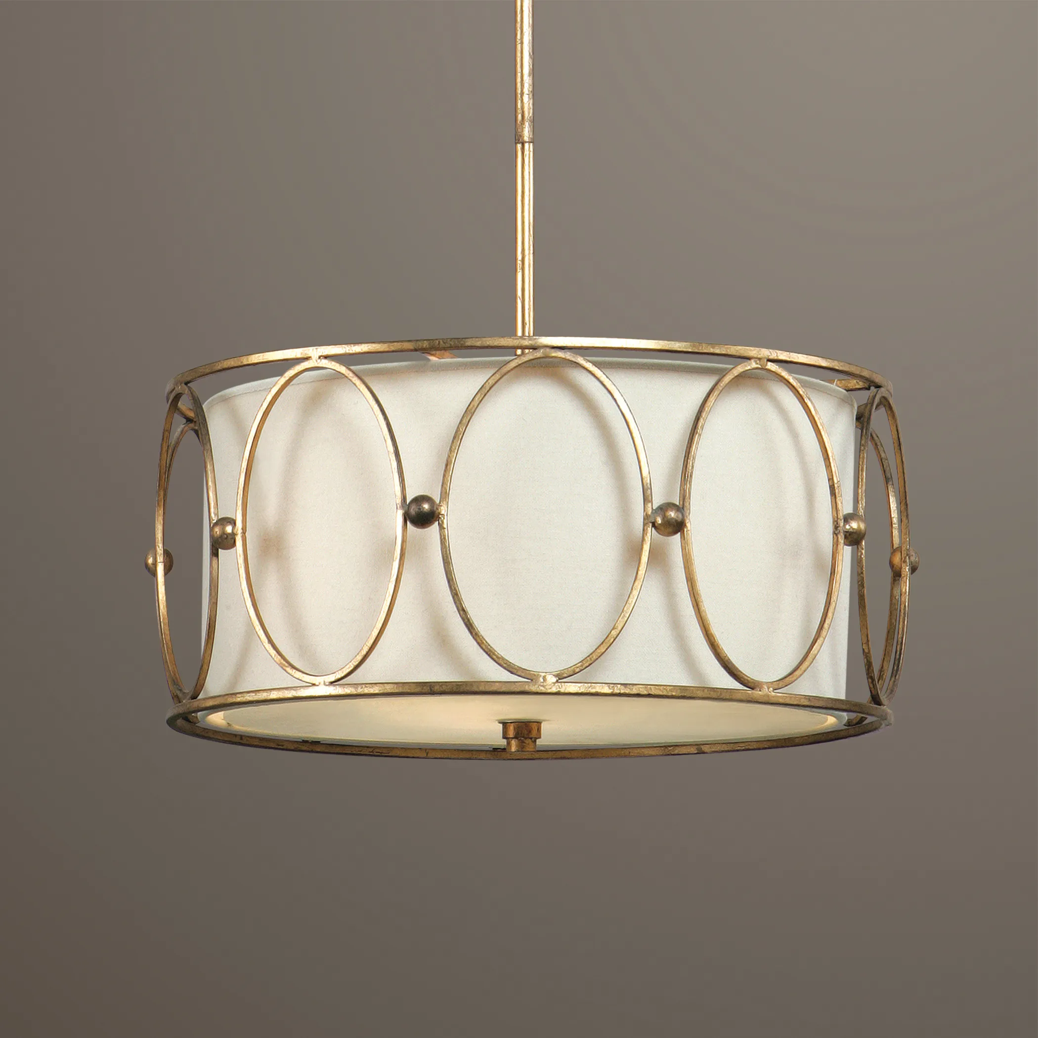 Ovala 3 Light Gold Drum Pendant