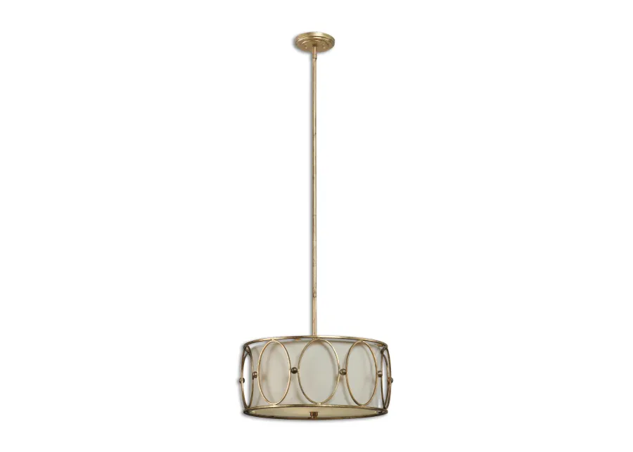 Ovala 3 Light Gold Drum Pendant