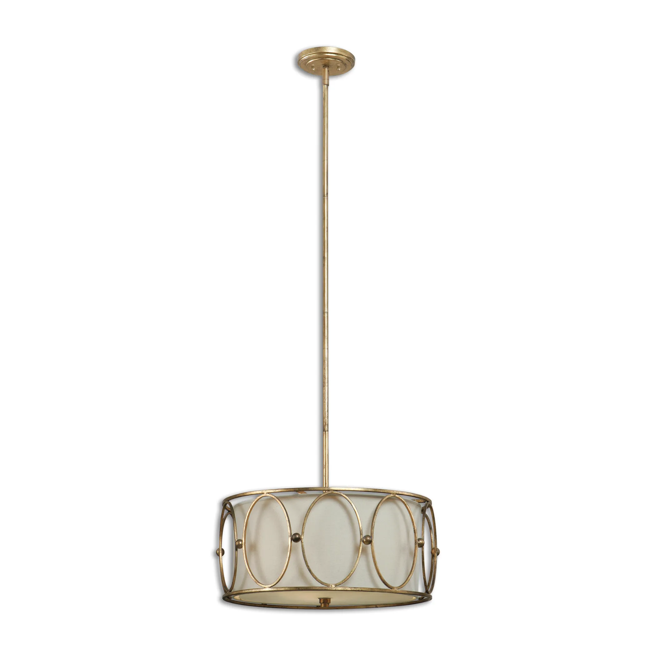 Ovala 3 Light Gold Drum Pendant