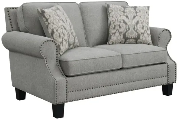Sheldon Upholstered Loveseat with Rolled Arms Grey
