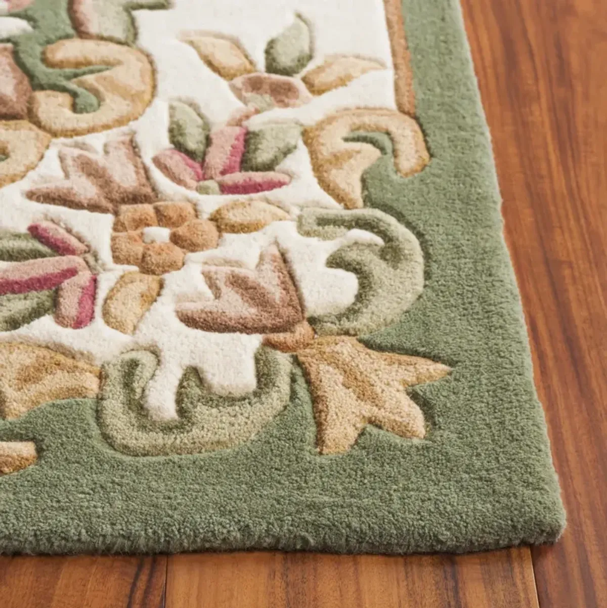 AUBUSSON 301 GREEN  2'-3' x 8' Runner Rug