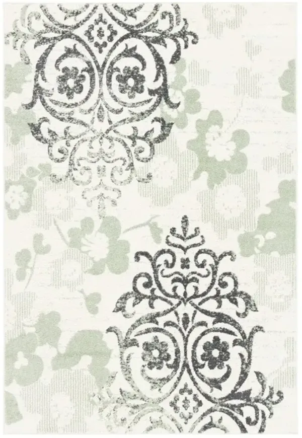 Adirondack Contemporary Ivory / Green 4'-5" x 6'-5" Powerloomed Rug