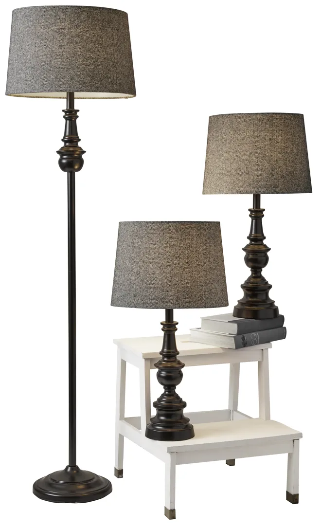 Chandler 3 Piece Floor and Table Lamp Set