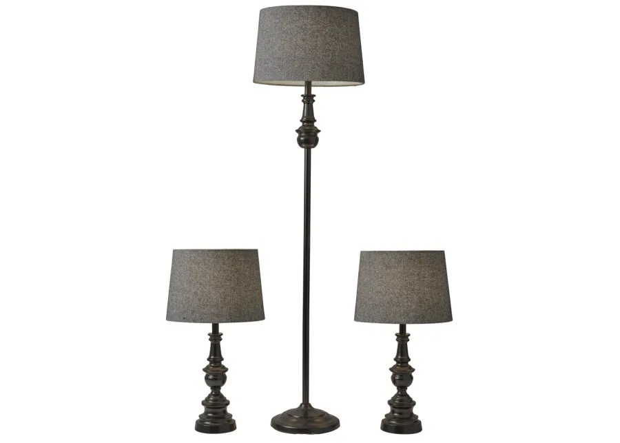 Chandler 3 Piece Floor and Table Lamp Set