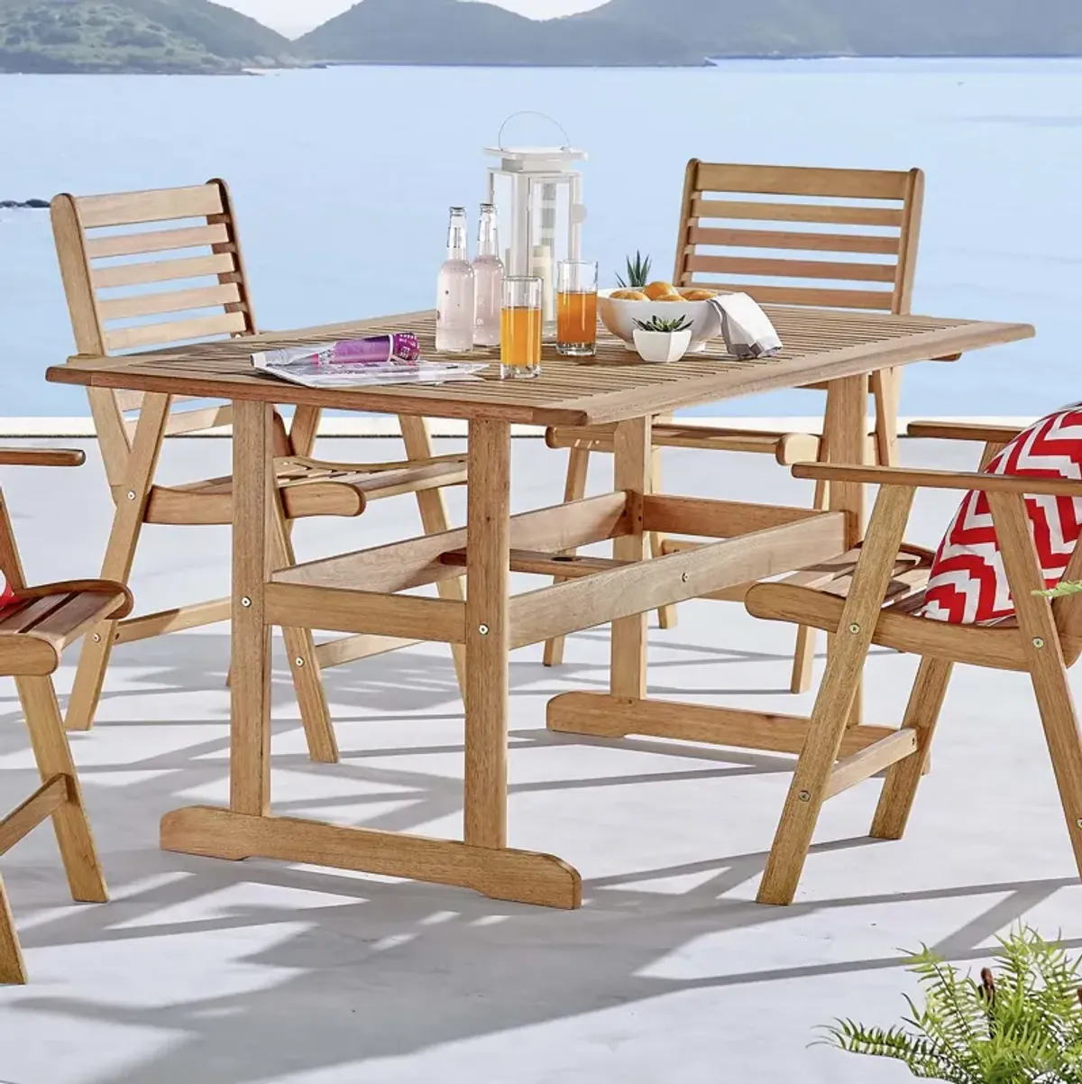 Hatteras Rectangle Outdoor Eucalyptus Wood Dining Table