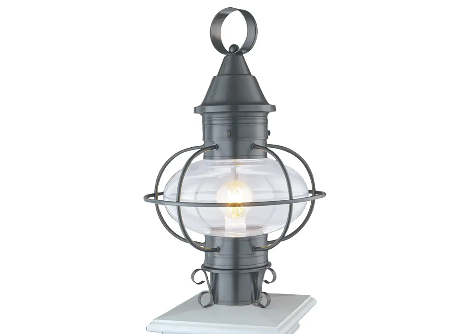 Classic Onion Outdoor Post Lantern - Gun Metal With Clear Glass