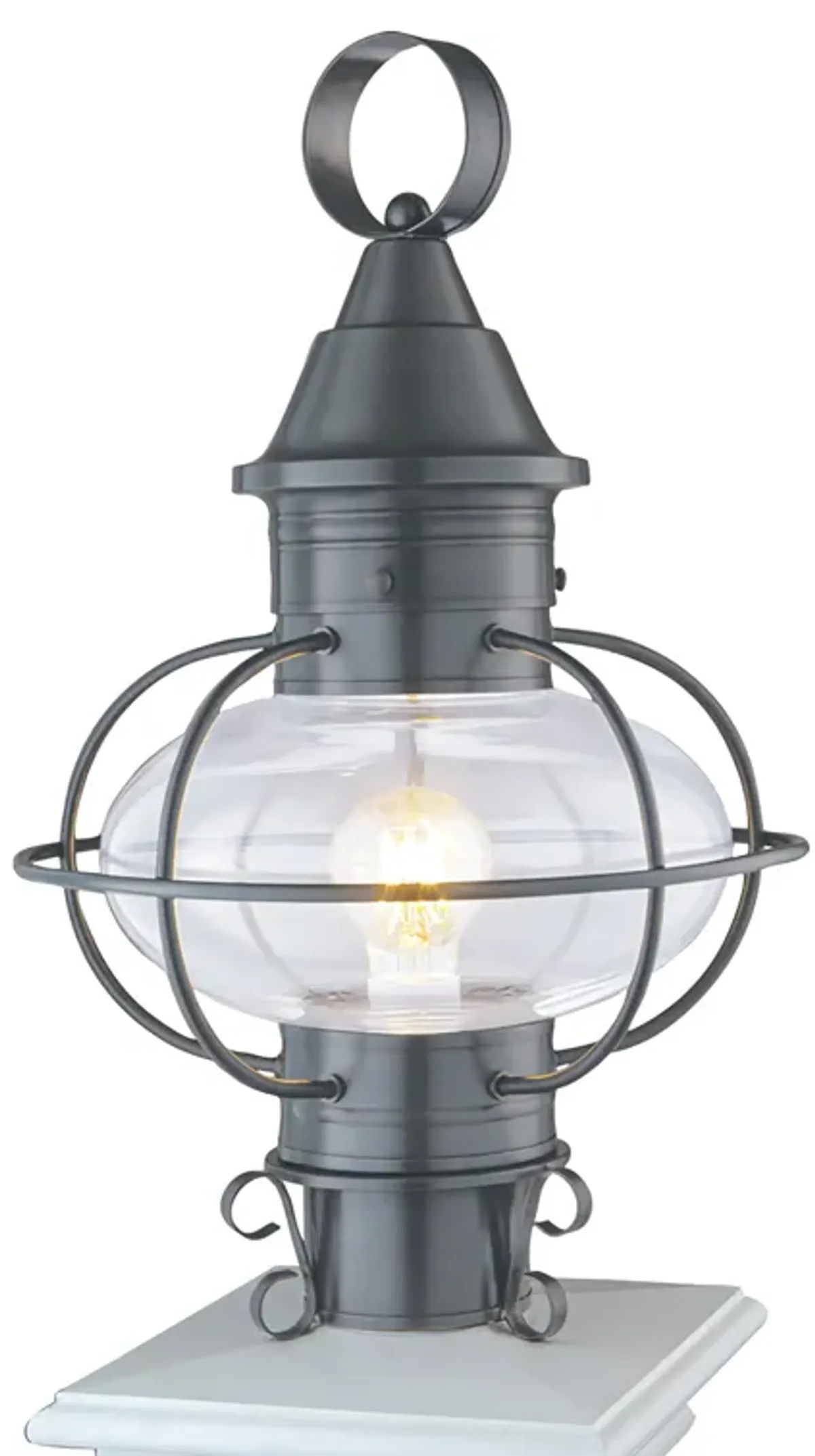 Classic Onion Outdoor Post Lantern - Gun Metal With Clear Glass