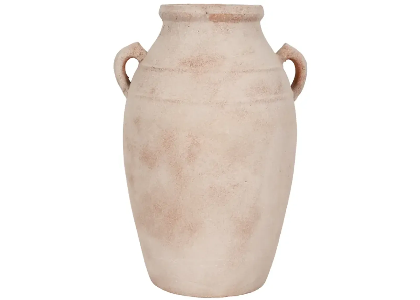 19" Weathered Terracotta Vase, White/natural