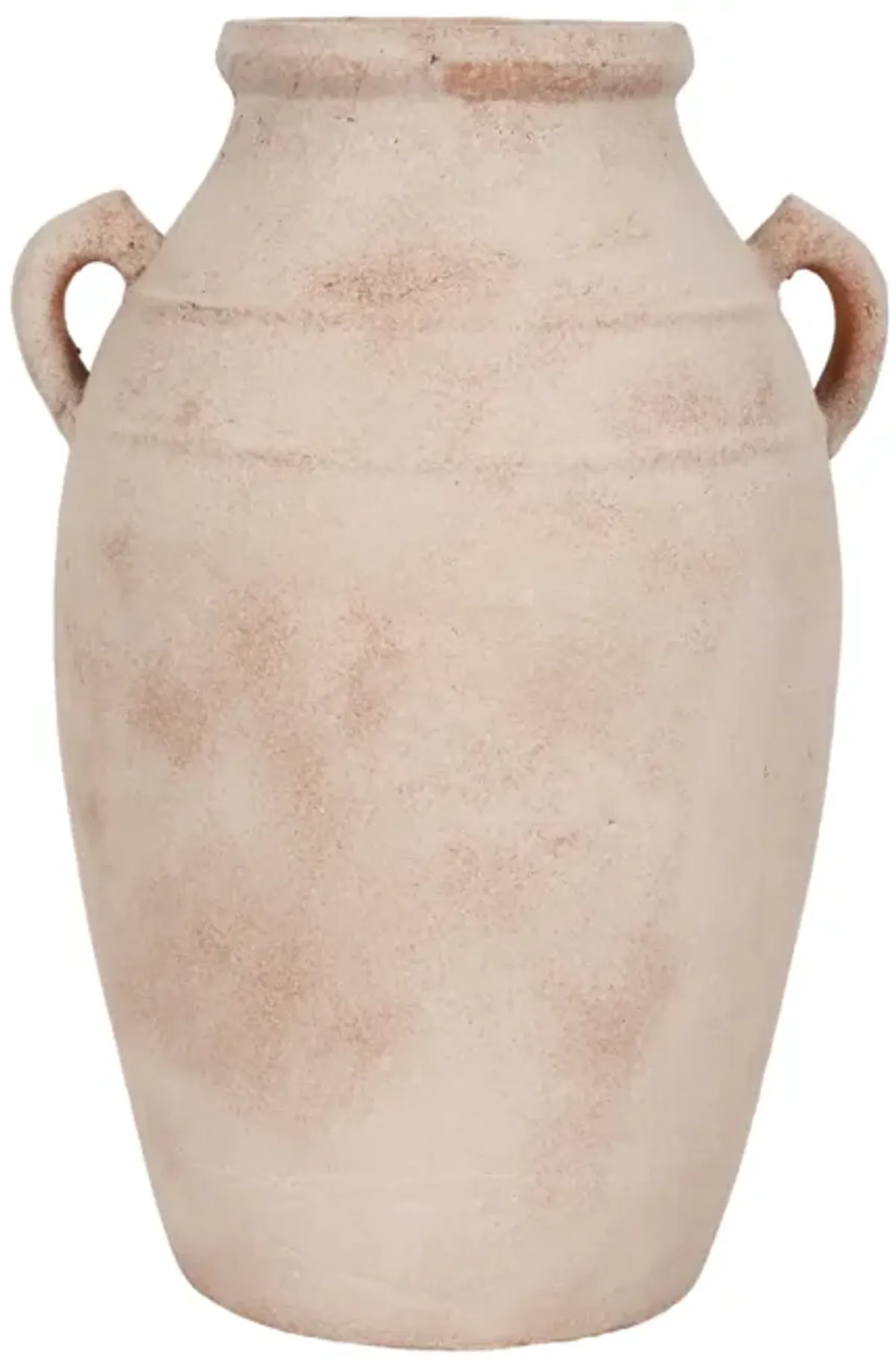 19" Weathered Terracotta Vase, White/natural