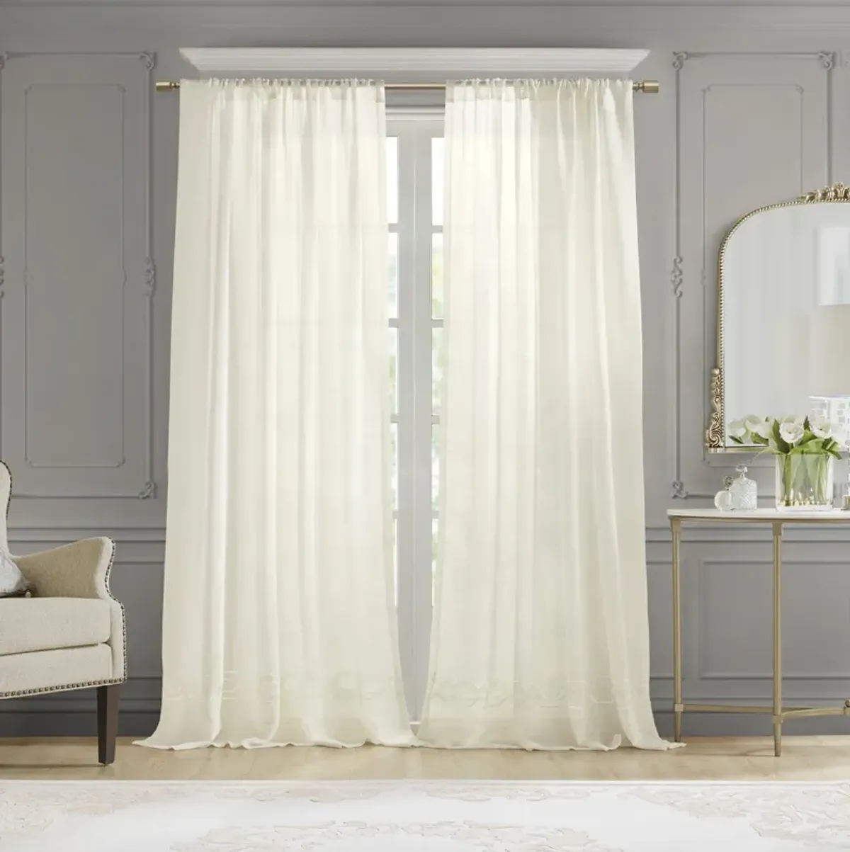 Croscill Classics Cornelli Ivory Embroidery Curtain Panel (Single)