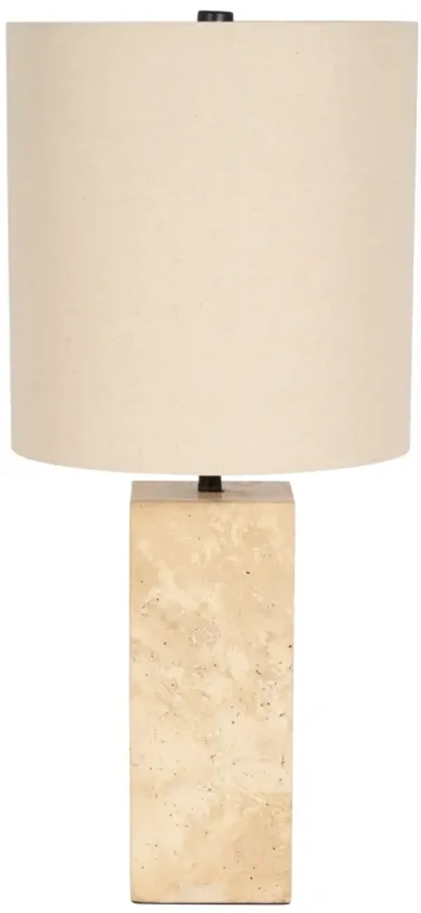 Travertine, 25" Pillar Table Lamp, Natural