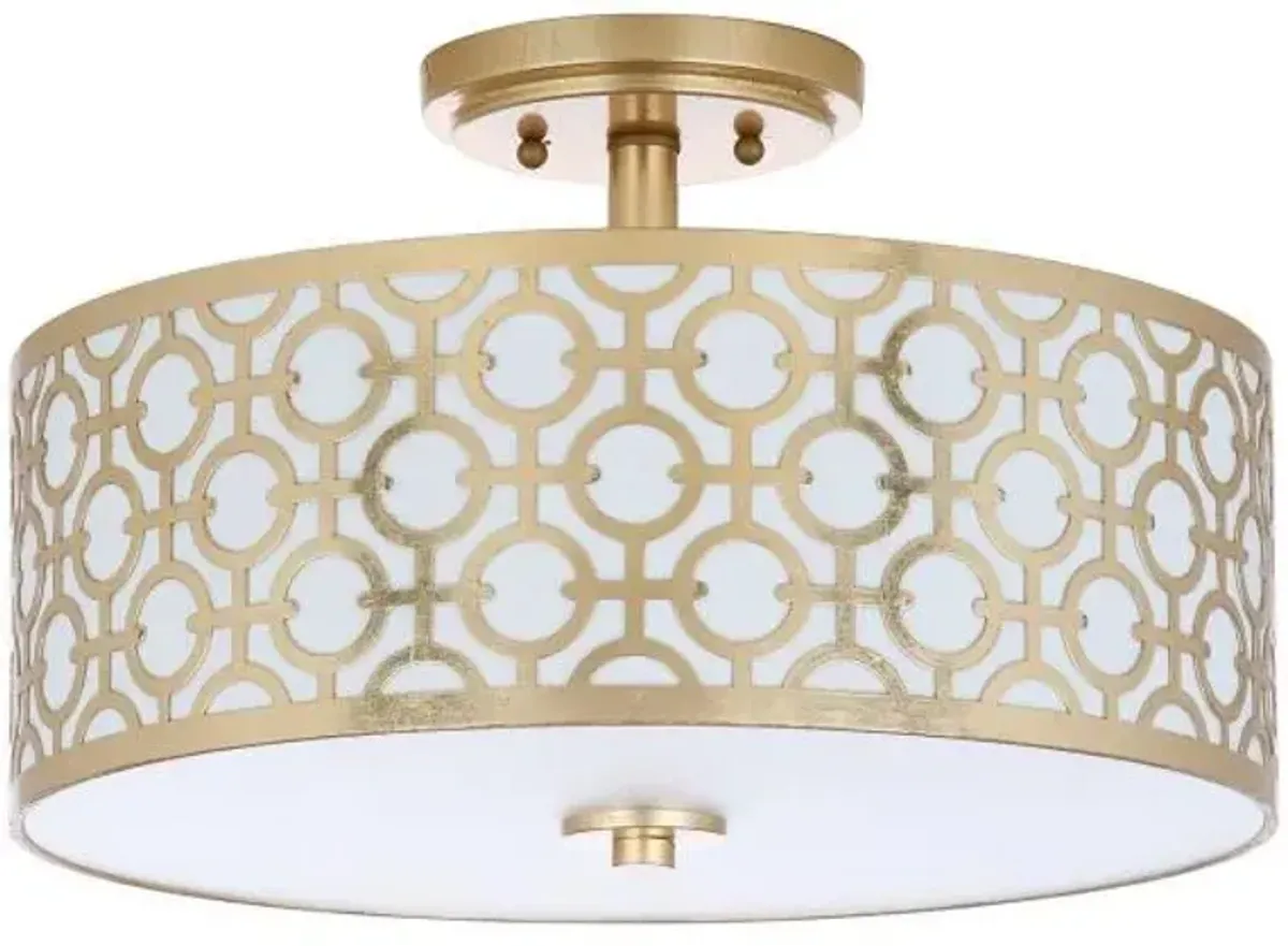 Vera Chain-Link 3 Light 15.5-Inch Dia Gold Flush Mount