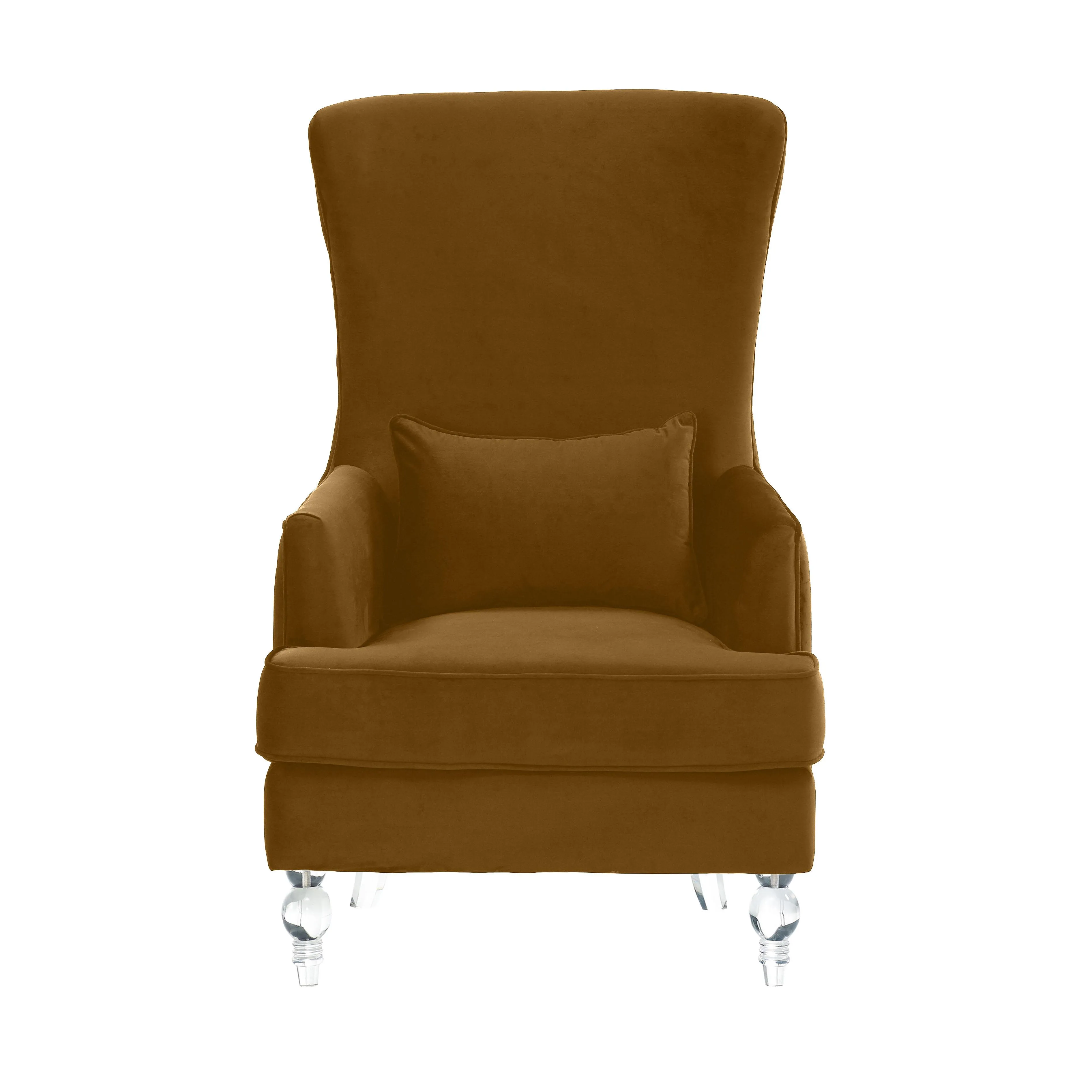 Aubree Tall Chair with Acrylic Legs - Cognac