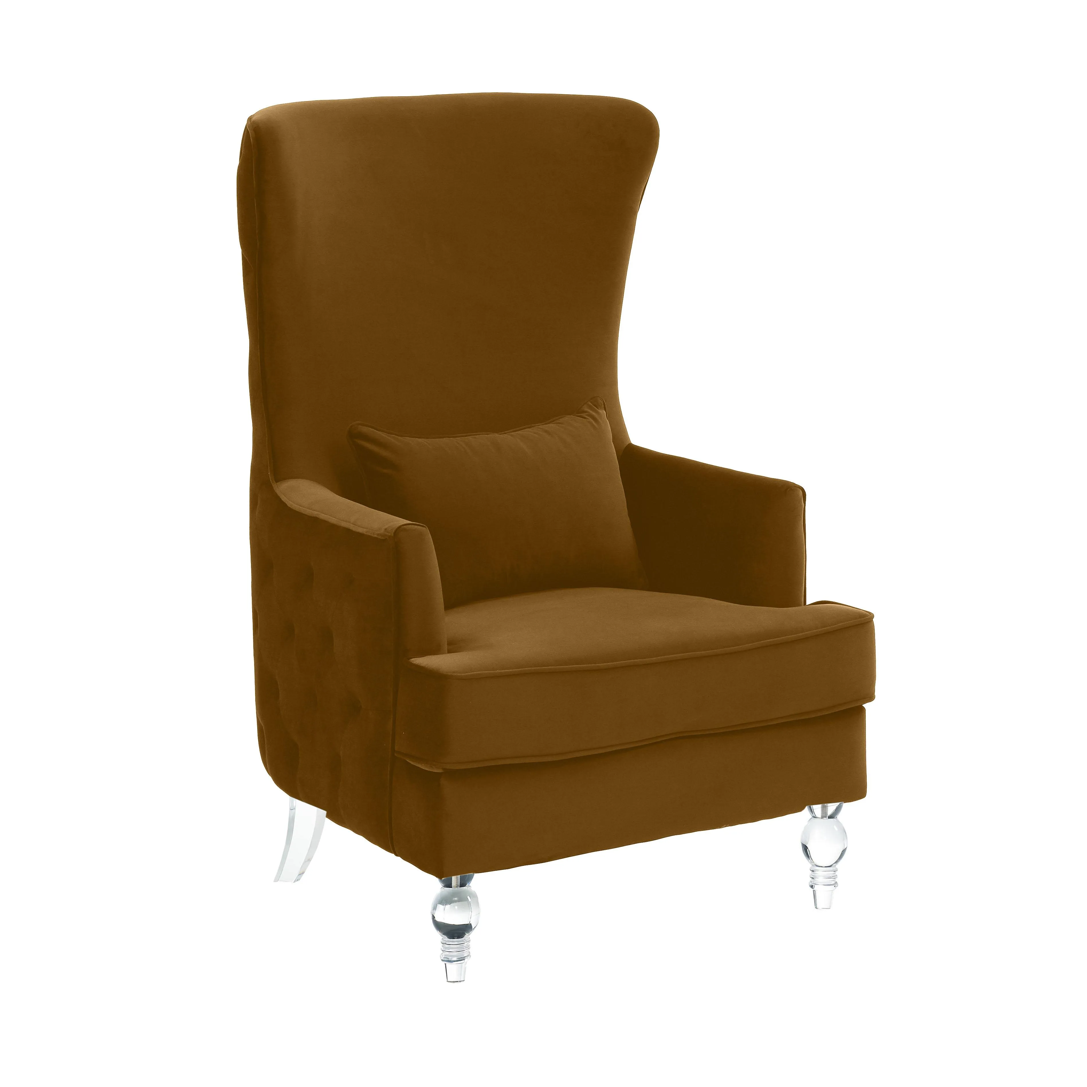 Aubree Tall Chair with Acrylic Legs - Cognac