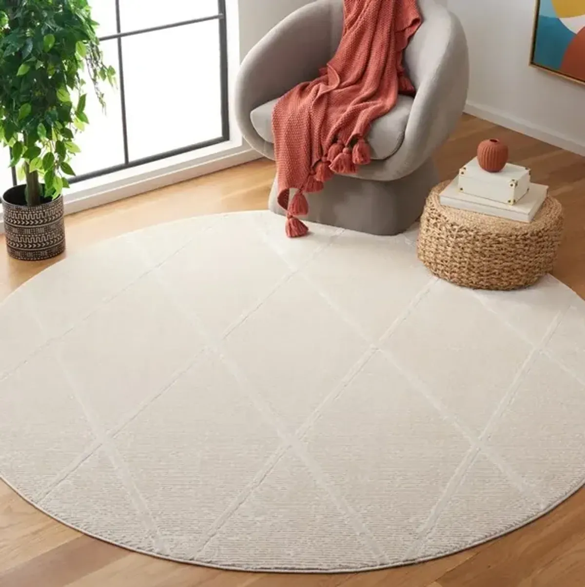 REVIVE 104 Beige  6'-7' X 6'-7' Round Round Rug