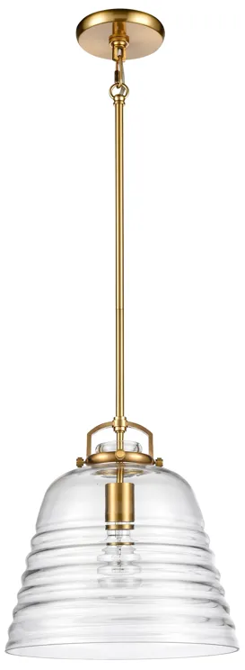 Current 12" Wide 1-Light Pendant - Satin Brass